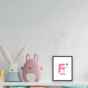 تابلو اتاق کودک فانتزی طرح فلامینگو حرف رنگی F رومیزی