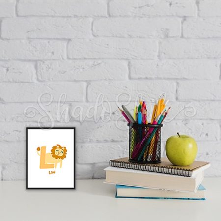 تابلو اتاق کودک فانتزی طرح شیر حرف رنگی L رومیزی