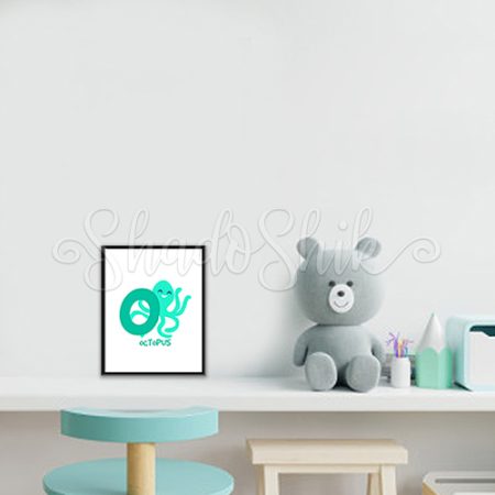 تابلو اتاق کودک فانتزی طرح اختاپوس حرف رنگی O رومیزی