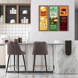 تابلو آشپزخانه فانتزی سه تکه طرح Home Baking رنگبندی جذاب