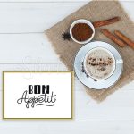 تابلو آشپزخانه خطاطی مدرن طرح Bon Appetit سیاه و سفید