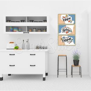 تابلو آشپزخانه فانتزی سه تکه طرح Kitchen با رنگبندی جذاب