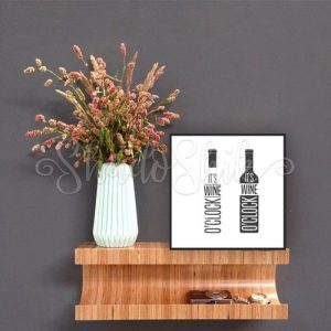 تابلو آشپزخانه خطاطی سیاه و سفید طرح Its Wine دیواری
