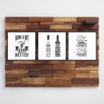 تابلو آشپزخانه خطاطی سه تکه طرح Wine A Bit دیواری
