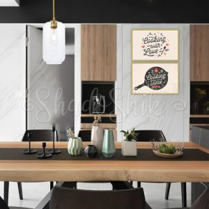تابلو آشپزخانه فانتزی دو تکه طرح Cooking Time با رنگبندی جذاب