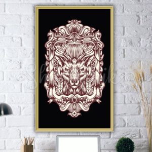 تابلو پذیرایی فانتزی طرح Deer vintage دیواری