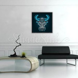 تابلو دفتر کار فانتزی طرح Bull Head Cyberpunk پوینت آرت