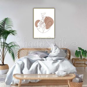تابلو اتاق خواب فانتزی مینیمال طرح عروس و داماد سبک لاین آرت