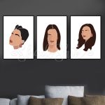 خرید تابلو پذیرایی سه تکه طرح چهره زن بوهیمن