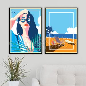 تابلو پذیرایی فانتزی دو تکه طرح Summer Spring دیواری