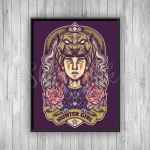 تابلو اتاق نوجوان فانتزی طرح HUNTER GIRL وینتیج