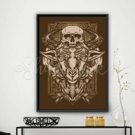 تابلو اتاق کار مدرن طرح Goat Skull دیواری