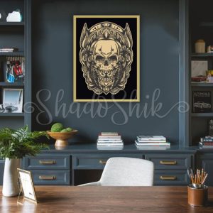تابلو دفتر کار مدرن طرح skull vintage دیواری