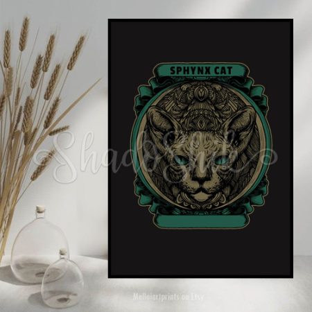 تابلو دفتر کار مدرن طرح Sphynx Cat دیواری