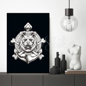 تابلو اتاق نوجوان فانتزی طرح tiger anchor وینتیج