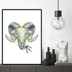 تابلو اتاق نوجوان فانتزی طرح marijuana goat وینتیج