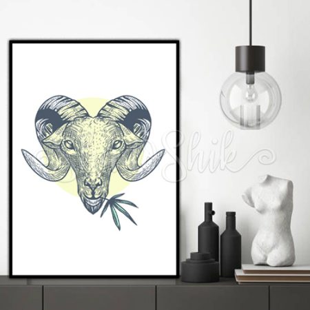 تابلو اتاق نوجوان فانتزی طرح marijuana goat وینتیج