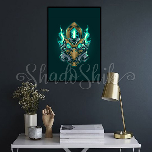 تابلو اتاق نوجوان فانتزی طرح mecha bird flame دیواری