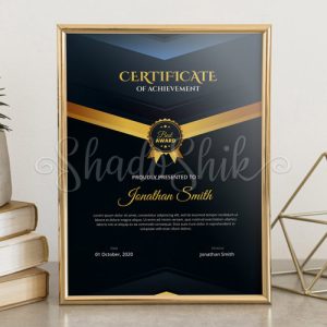 تابلو گواهینامه و تقدیرنامه طرح Best Award مشکی طلایی