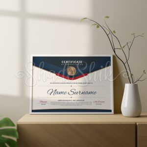 تابلو گواهینامه و تقدیرنامه طرح سفید سورمه ای name swname رومیزی