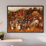تابلو پذیرایی کلاسیک نقاشی اثر پیتر بروگل طرح جنگ دیواری