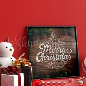 تابلو جشن کریسمس طرح چوبی Merry Christmas رومیزی